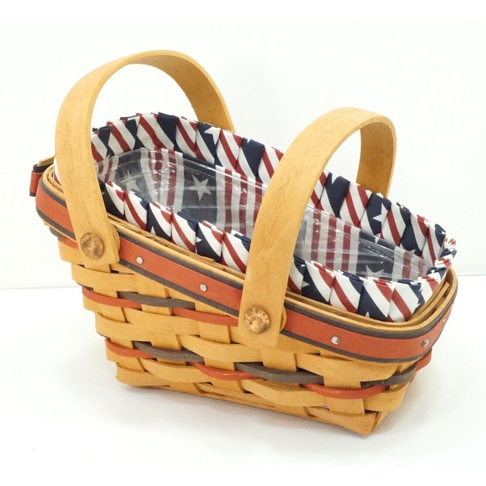 Longaberger Patriotic 1996 All-American Summertime Basket Liner 2 Protectors
